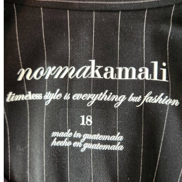 Norma Kamali Black Single Breasted Pinstripe Blazer Size 18 - Picture 2 of 5